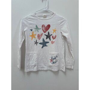 Zara Kids White Long-Sleeve Paint Class Shirt W/ Heart & Star Print 10